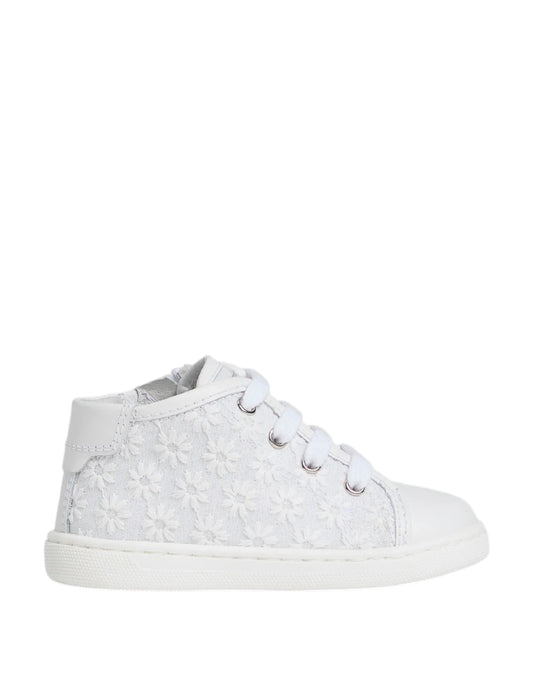 NeroGiardini Sneakers bimba High-Top in Pizzo Floreale - Bianco Neve