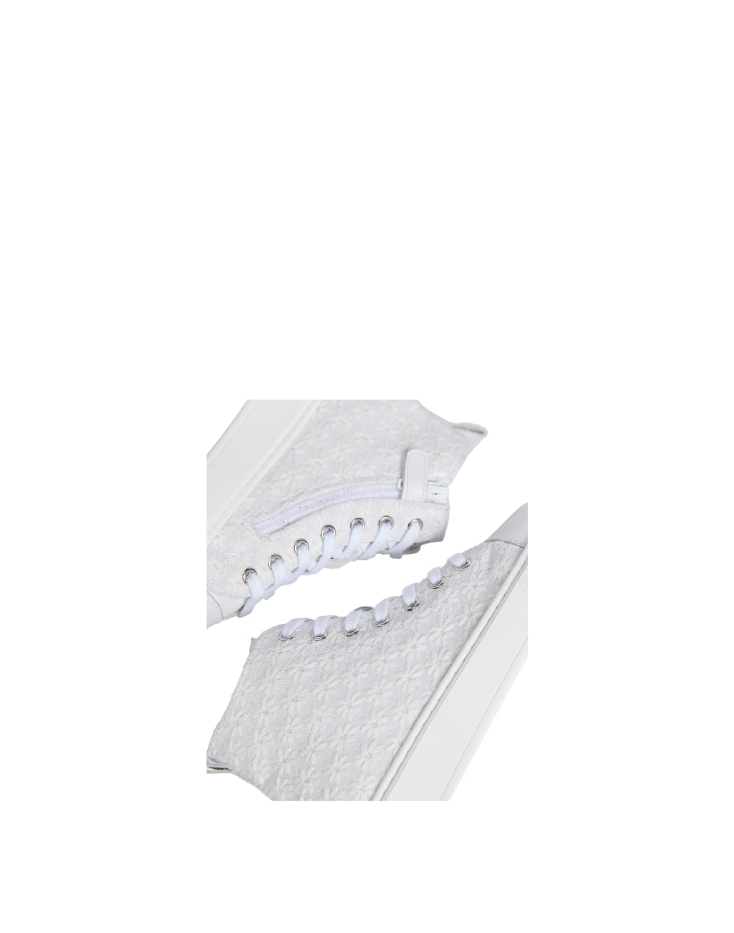 NeroGiardini Sneaker bimba High-Top in Pizzo Sangallo – Bianco Daisy