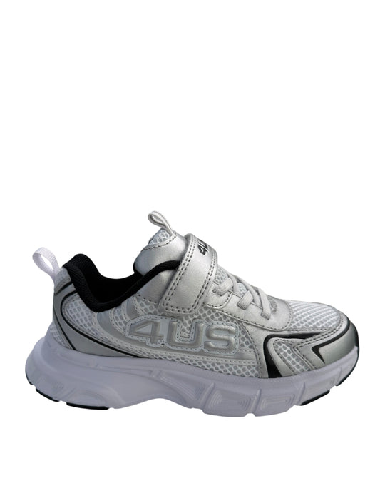 4Us Paciotti Sneakers- Silver/Black e Mesh con Velcro