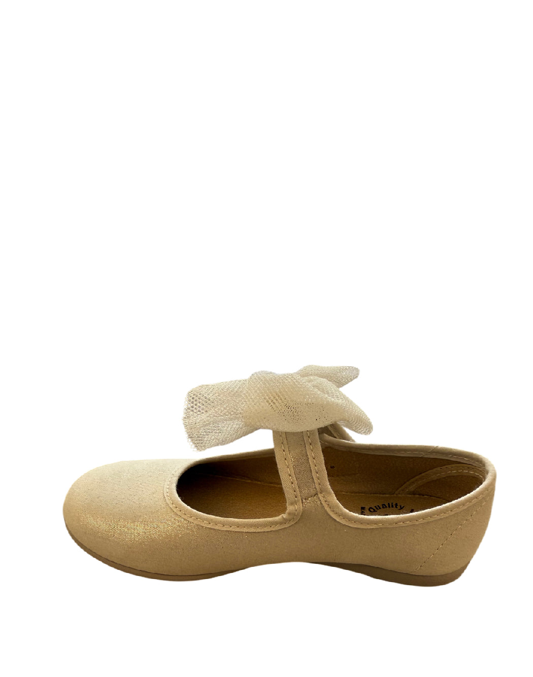Vulladi ballerina platino in tessuto con fiocco in tulle