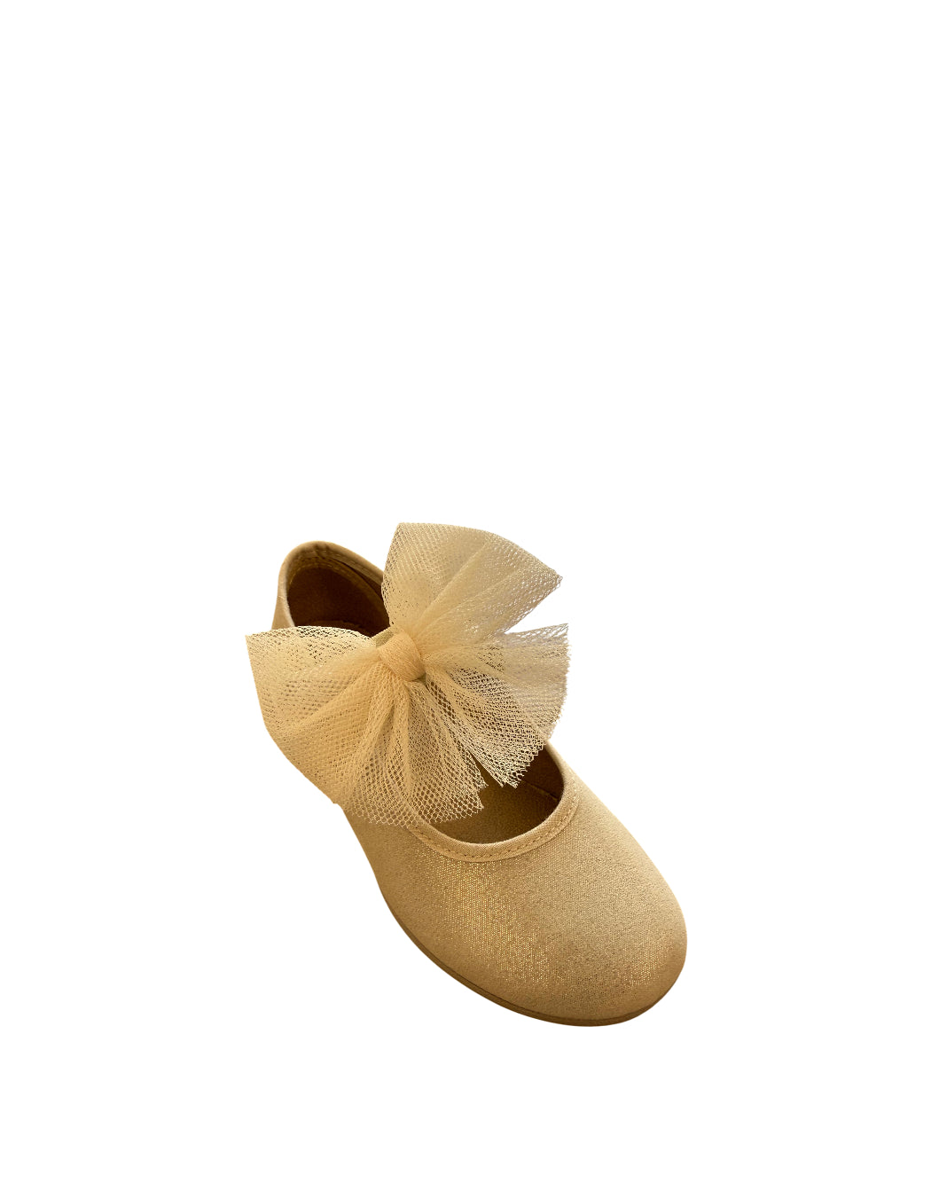 Vulladi ballerina platino in tessuto con fiocco in tulle
