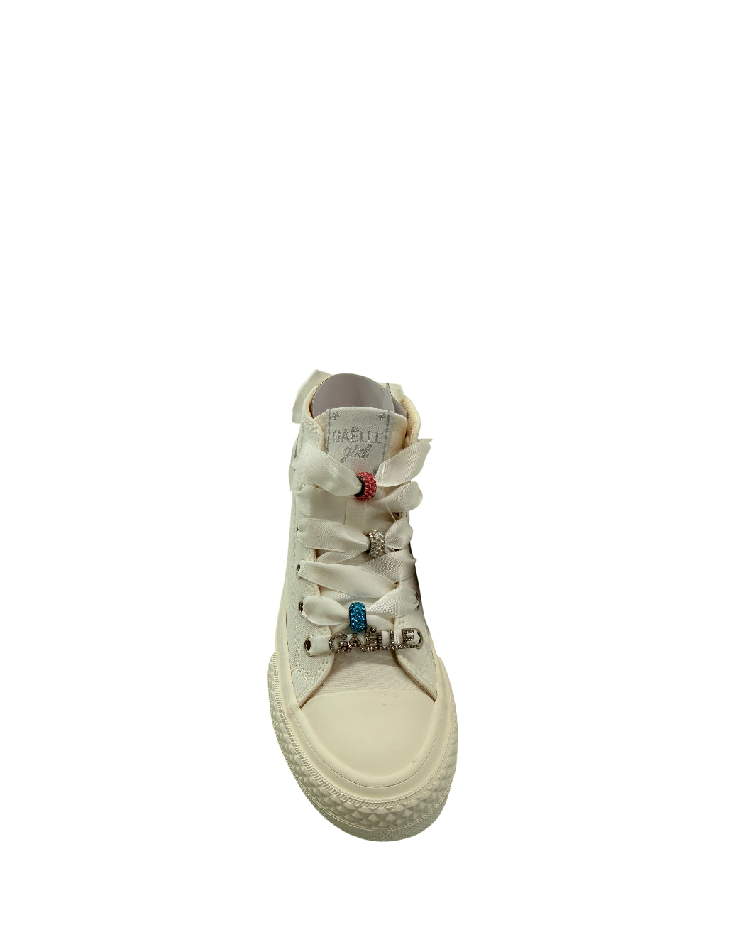 Gaelle Sneaker Alta in Tela con Fiocco e Charm - Bianco