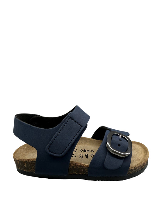Valchic Sandali Bio in Nabuk Blu con Plantare anatomico e Doppia Chiusura