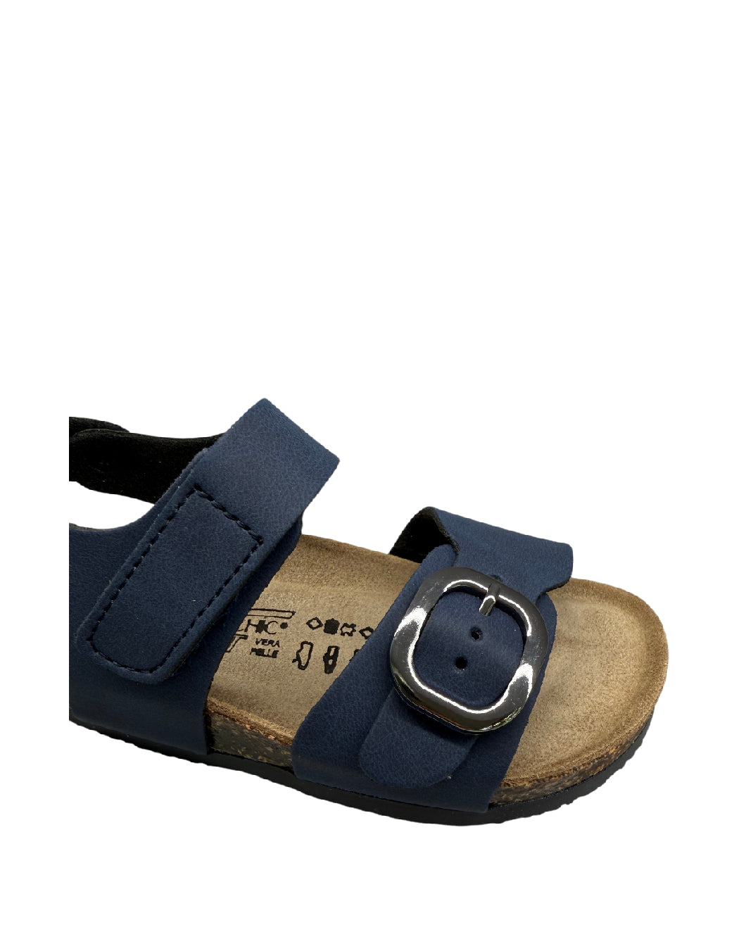 Valchic Sandali Bio in Nabuk Blu con Plantare anatomico e Doppia Chiusura