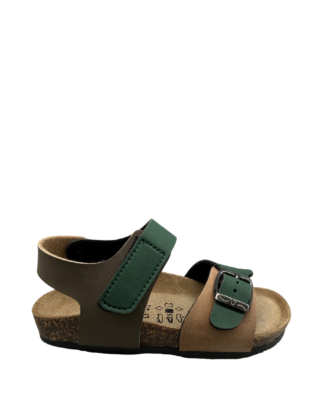 Valchic Sandali Bio in Pelle Multicolore - Verde e Cuoio con Plantare Anatomico