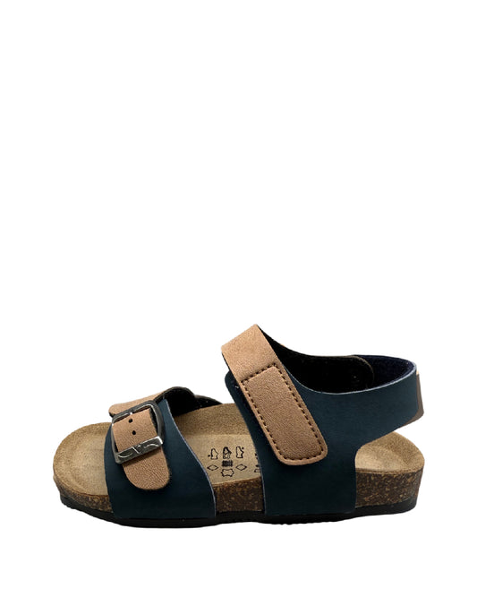 Valchic Sandali Bio Bimbo in Vera Pelle – Blu Navy e Cuoio con Plantare Ergonomico