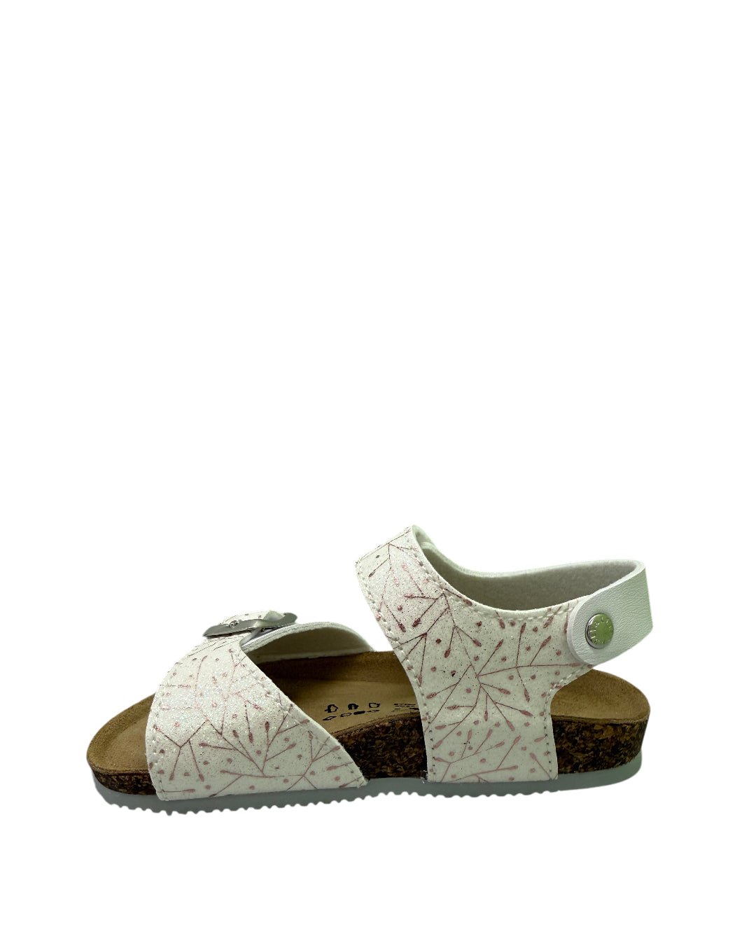 Valchic Sandalo Bambina Bianco con Fantasia Glitter e Plantare Anatomico-Chiusura strappo