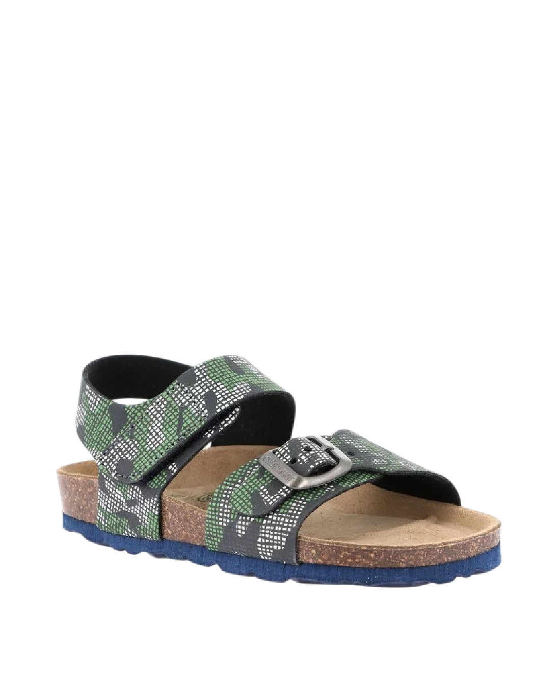 Grunland Sandali Bio bimbo con strappo - Fantasia Camouflage Verde e Grigio
