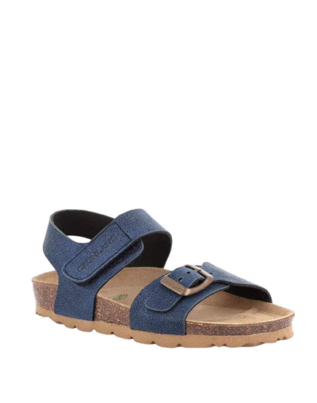 Grunland Sandali Bio bimbo con strappo - Nabuk blu con Plantare in Sughero