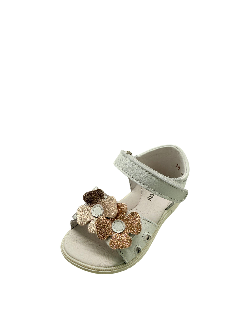 Balocchi Sandali Primi Passi bimba in Pelle – Bianco con Applicazioni floreali