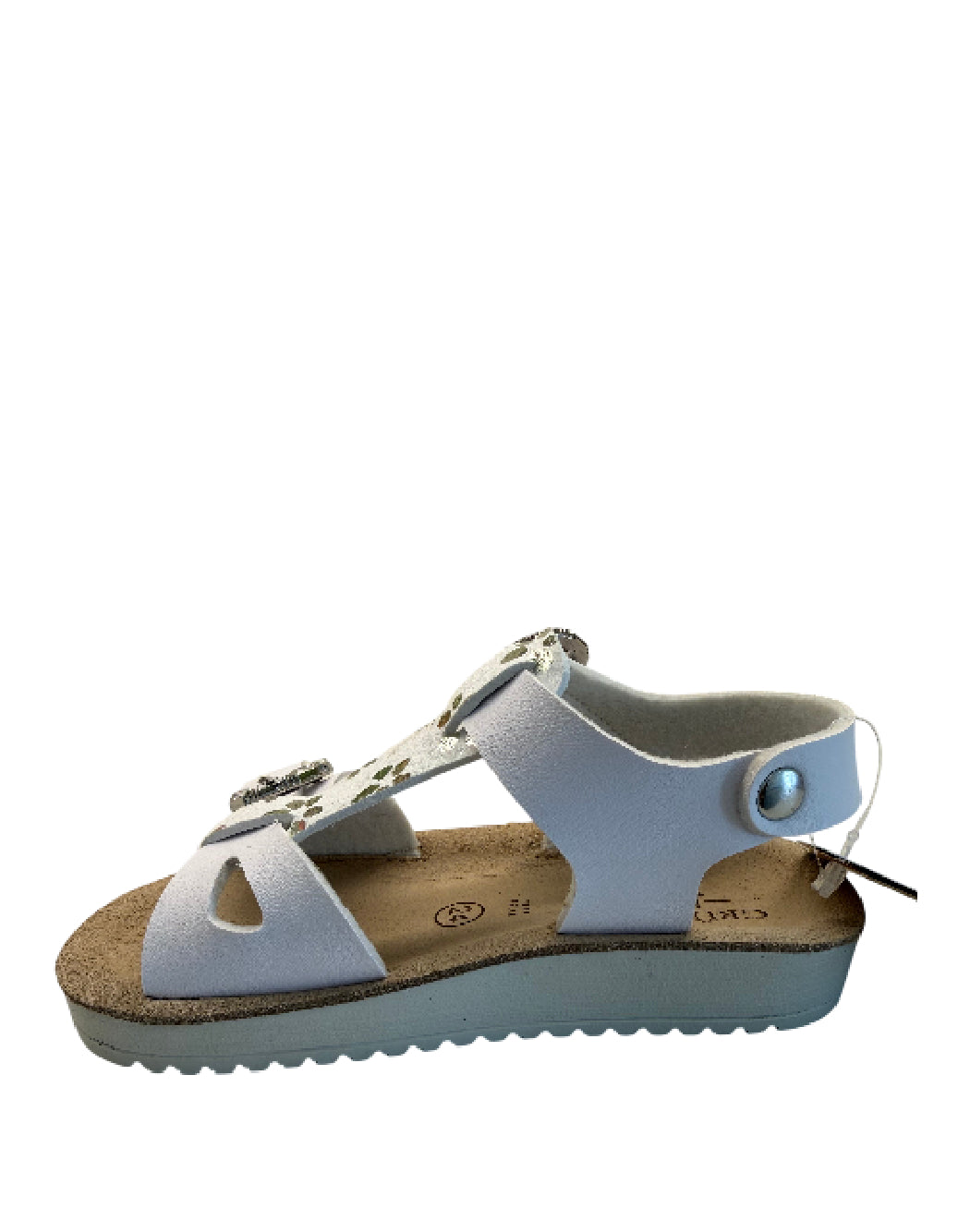 Grunland Sandali bimba con Dettagli Floreali e Fibbie Brillantinate - Bianco