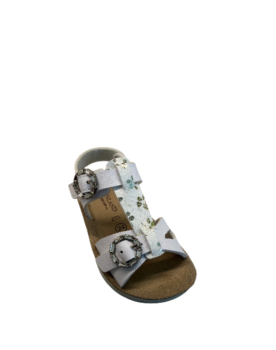 Grunland Sandali bimba con Dettagli Floreali e Fibbie Brillantinate - Bianco