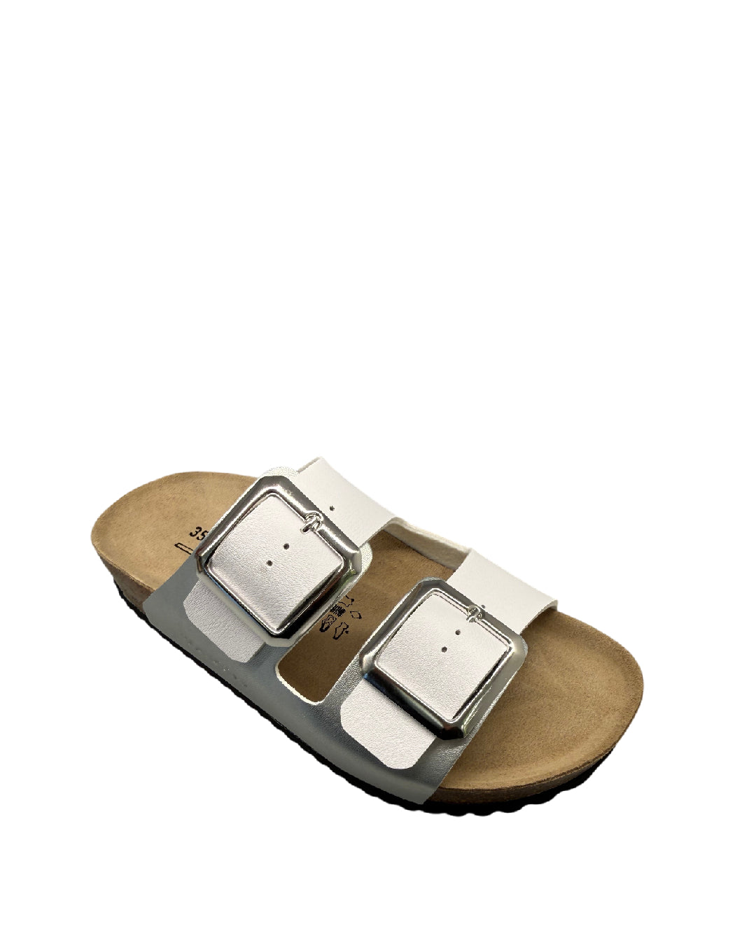 Goldstar Ciabatta Donna con Doppia Fascia Regolabile - Argento Metallizzato