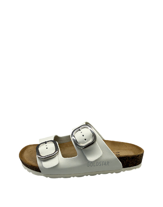 Goldstar Ciabatta Donna in Pelle Bianca con Doppia Fibbia