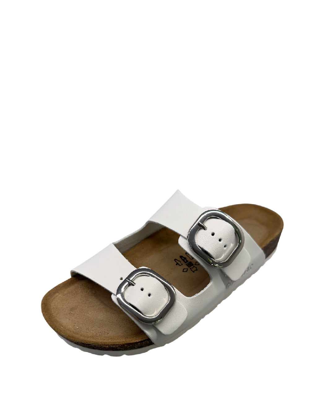 Goldstar Ciabatta Donna in Pelle Bianca con Doppia Fibbia