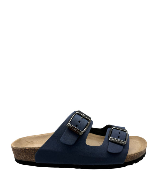 Goldstar Ciabatta a Due Fasce in Nabuk – Colore Blu con Sottopiede in Sughero