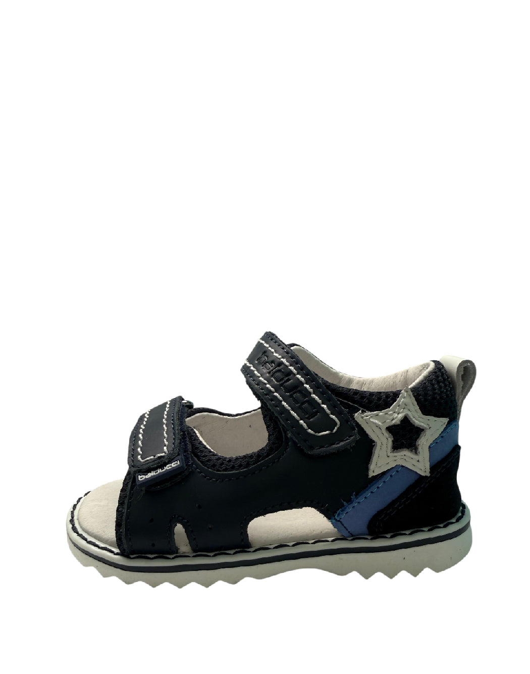 Balducci Sandalo Primi Passi bimbo in Pelle Blu con Stella e Chiusura a Doppio Strappo