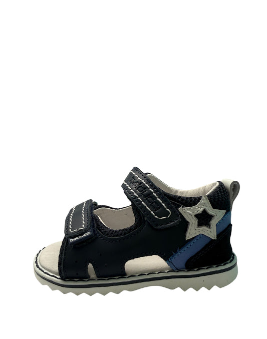 Balducci Sandalo Primi Passi bimbo in Pelle Blu con Stella e Chiusura a Doppio Strappo
