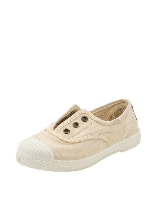Natural world- Sneakers Slip-On in Tela Lavata – Beige Naturale