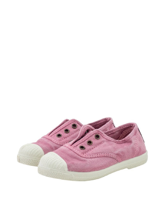 Natural world- Sneakers Slip-On in Tela Lavata – Rosa Antico