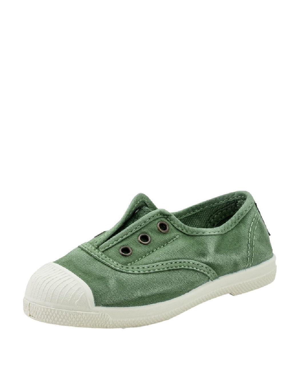 Natural world- Sneakers Slip-On in Tela Lavata Verde Salvia
