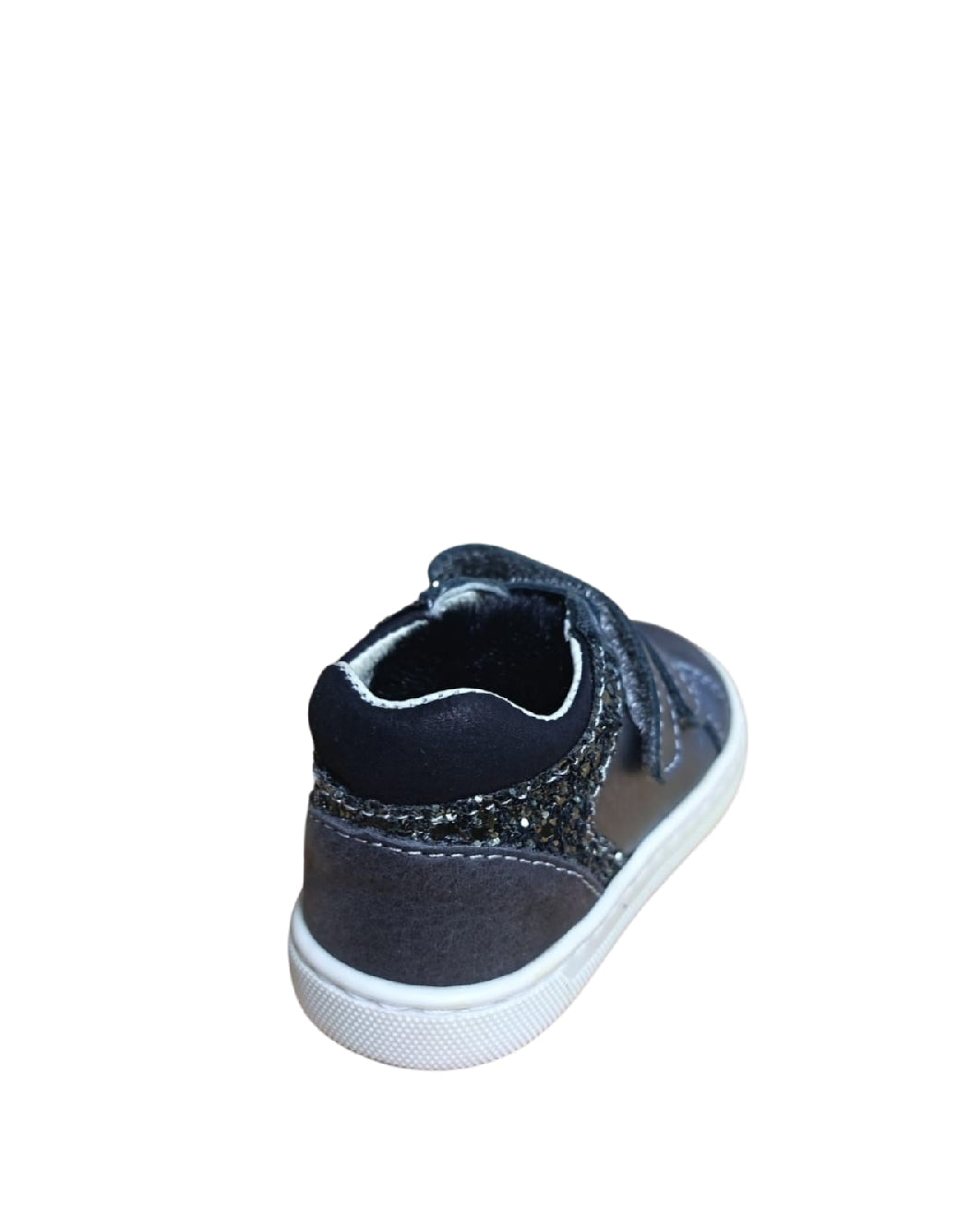 Balocchi Sneaker Bambina Grigio Piombo Metallizzato con Velcri e Dettagli Glitter