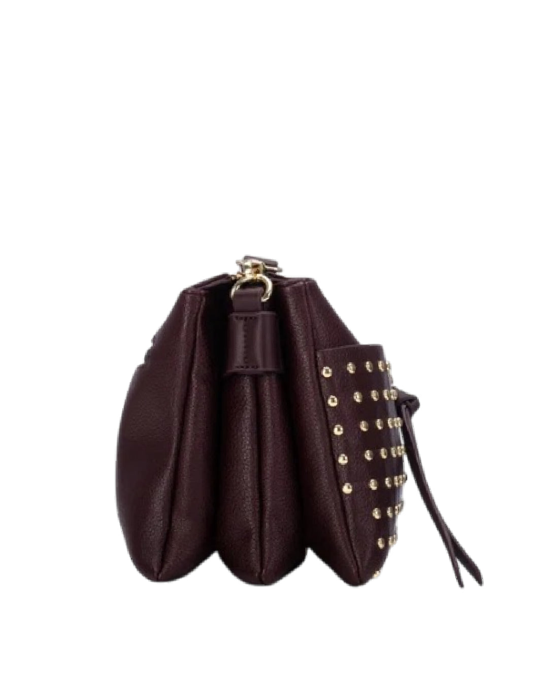Xti Borsa a Tracolla Donna in Ecopelle Bordeaux / Marrone Scuro con Borchie e Multiscomparto