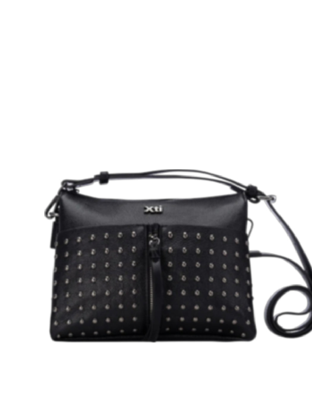 Xti Borsa a Tracolla Donna in Ecopelle Nero con Borchie e Multiscomparto