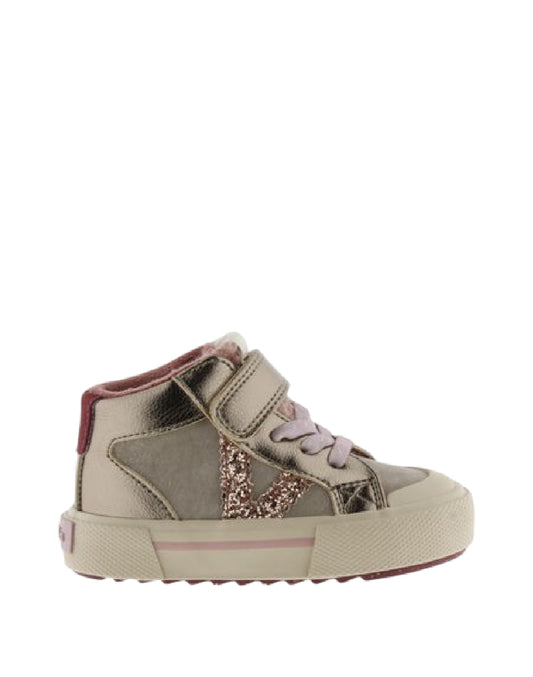 VICTORIA Sneaker Alte Bambina Color Oro Metallizzato con Glitter e Strappo