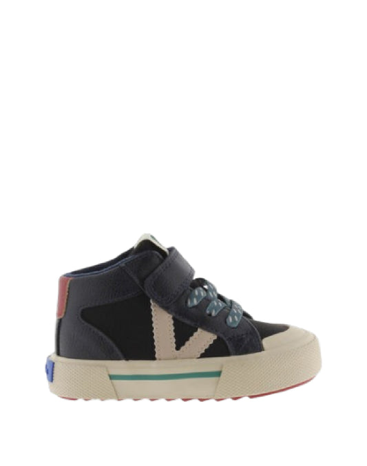 VICTORIA Sneaker Alte Bambino Blu Notte con Strappo e Logo a Contrasto