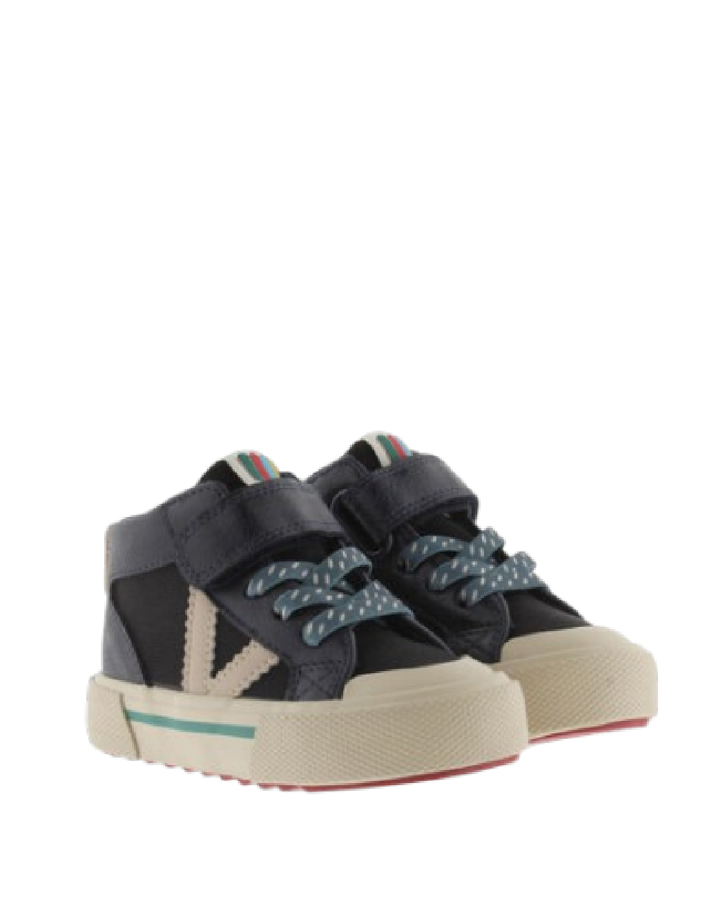 VICTORIA Sneaker Alte Bambino Blu Notte con Strappo e Logo a Contrasto