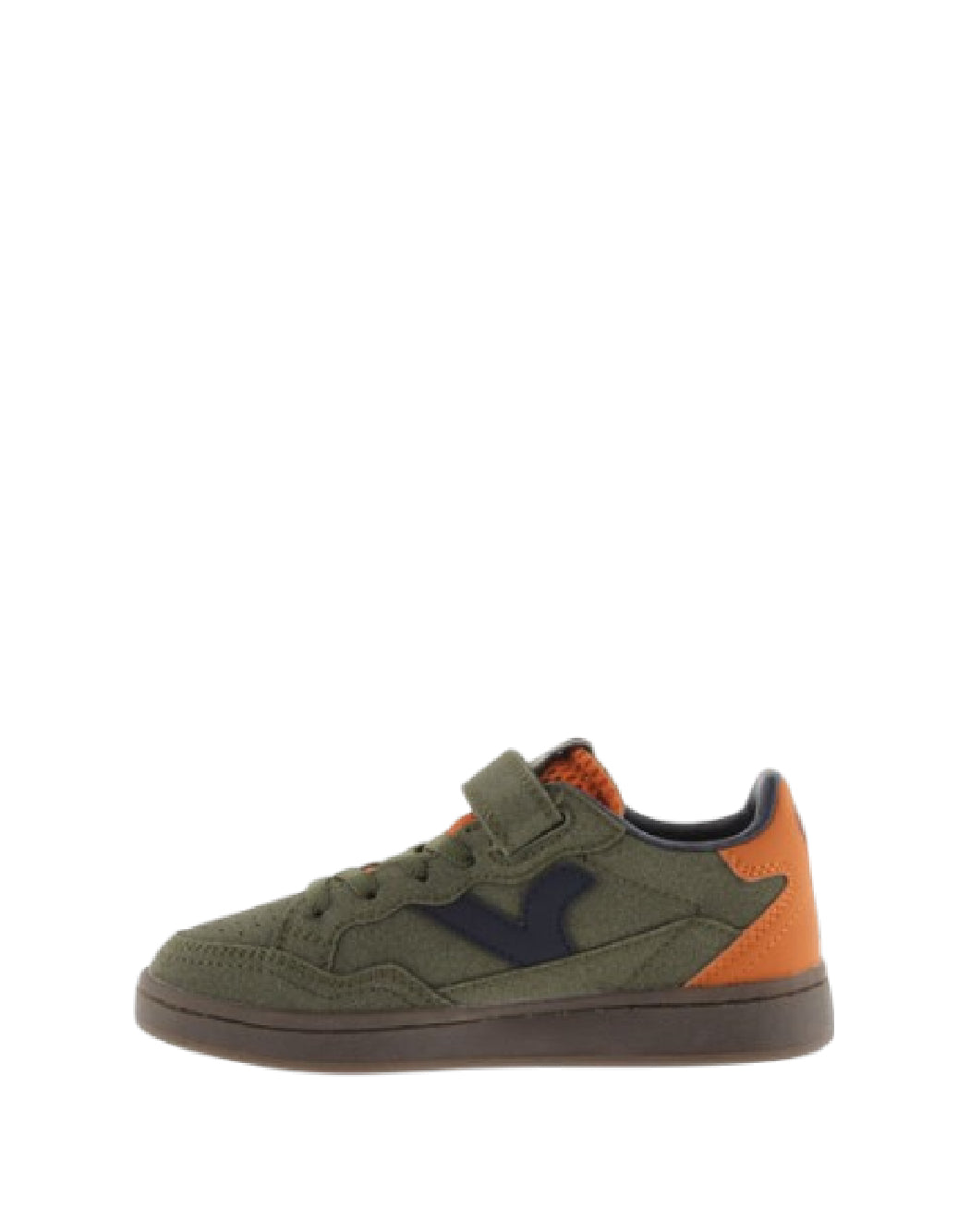 VICTORIA Sneaker Bambino Verde Militare con Dettagli Arancioni e Strappo