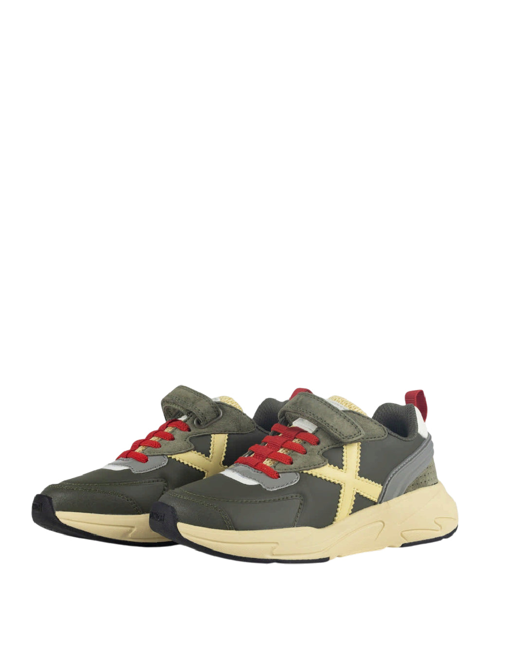 MUNICH MINI TRACK 134 Sneakers da bambino fuoristrada Verde kaki, Beige, Grigio, Rosso e Bianco