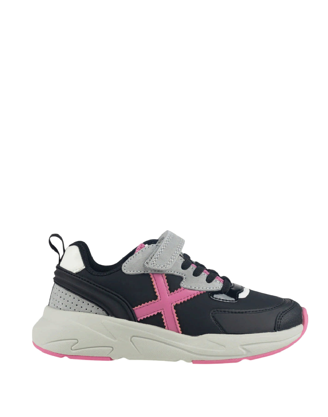 MUNICH MINI TRACK 130 Sneakers da bambina fuoristrada Nero, Rosa, Grigio e Bianco