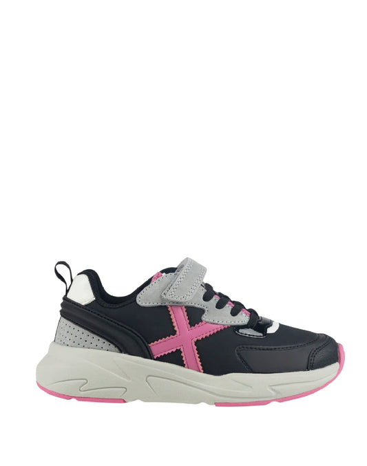 MUNICH MINI TRACK 130 Sneakers da bambina fuoristrada Nero, Rosa, Grigio e Bianco