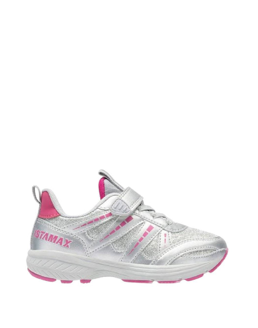 ISTAMAX-Scarpe da Running Bambina Argento e Rosa con Strappo
