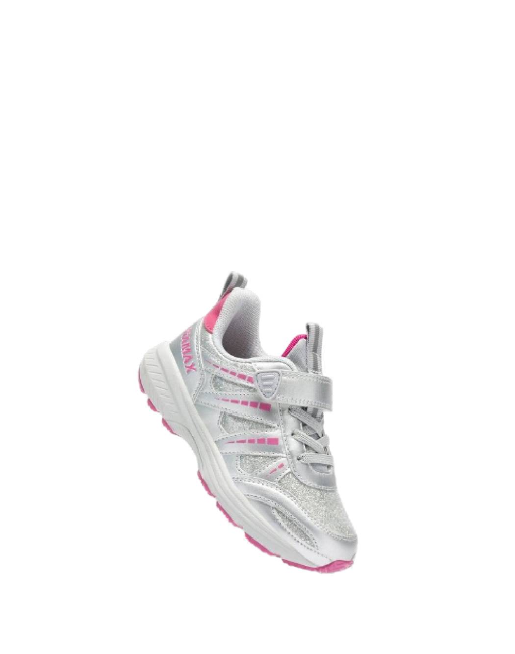 ISTAMAX-Scarpe da Running Bambina Argento e Rosa con Strappo