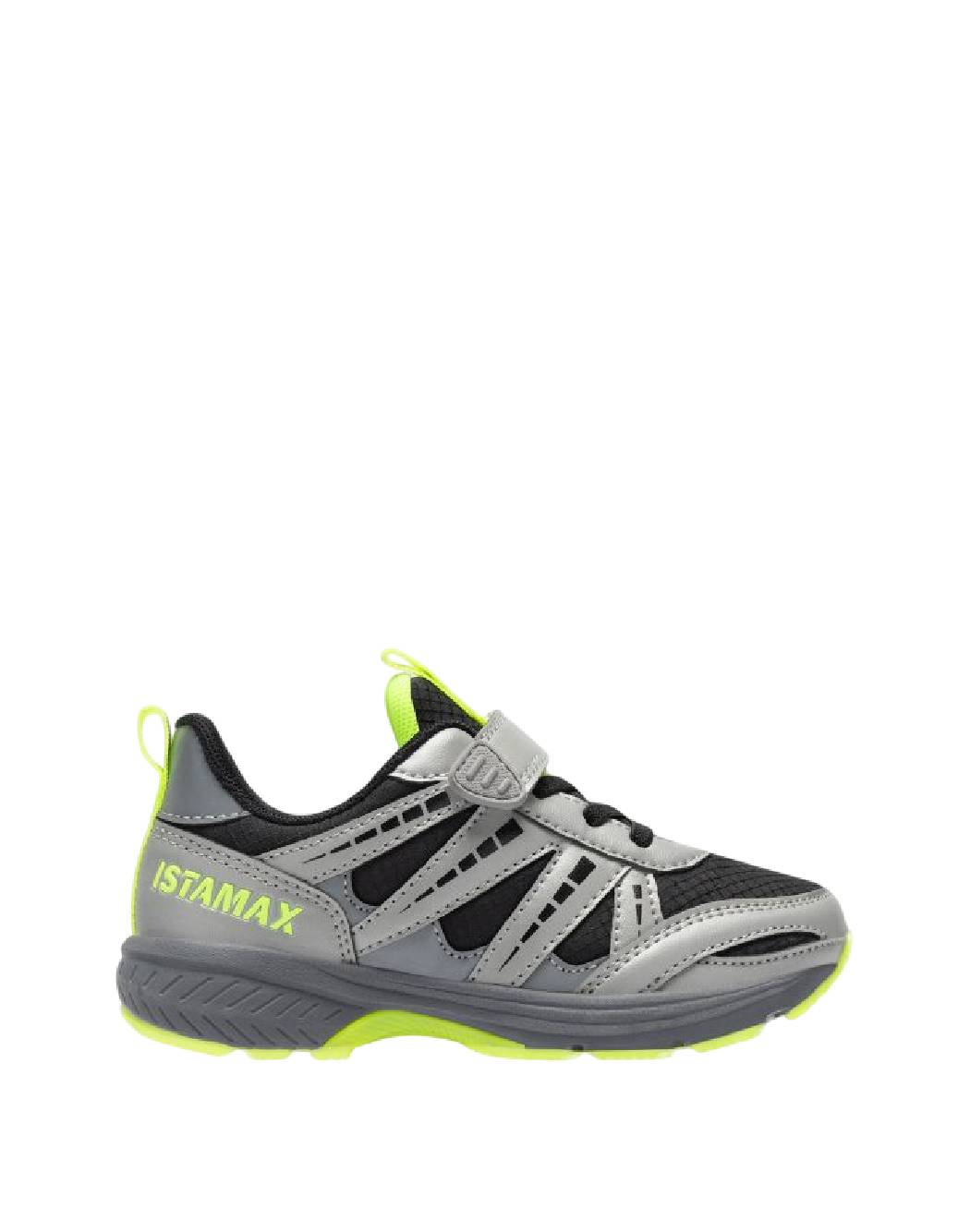 ISTAMAX-Scarpe da Running Bambino Grigie e Giallo Fluo con Strappo