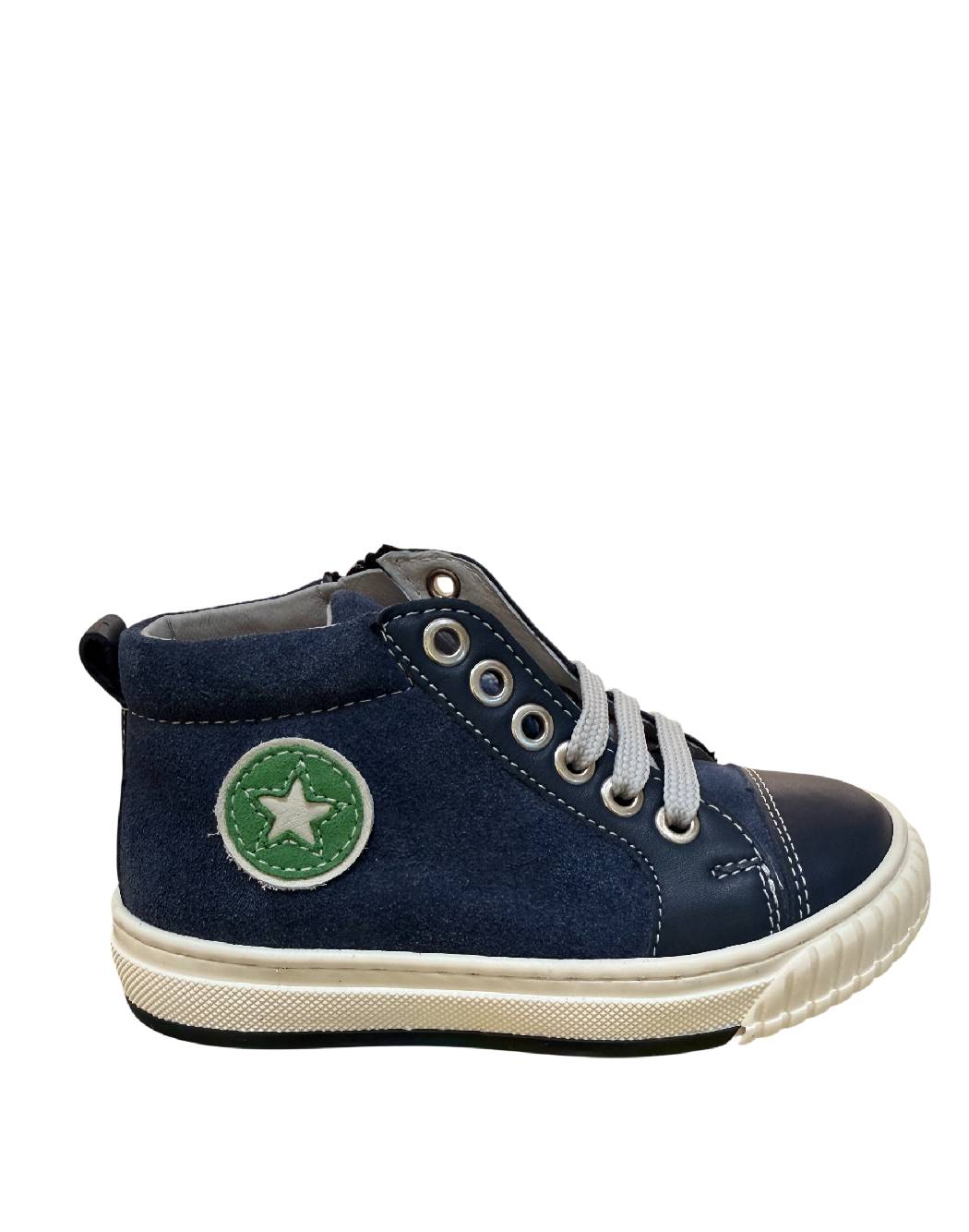 Balocchi Sneakers Alte Bambino Blu e Camoscio con Patch Stella e Zip