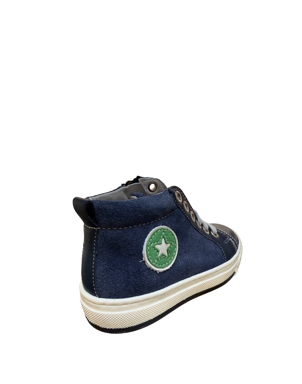 Balocchi Sneakers Alte Bambino Blu e Camoscio con Patch Stella e Zip
