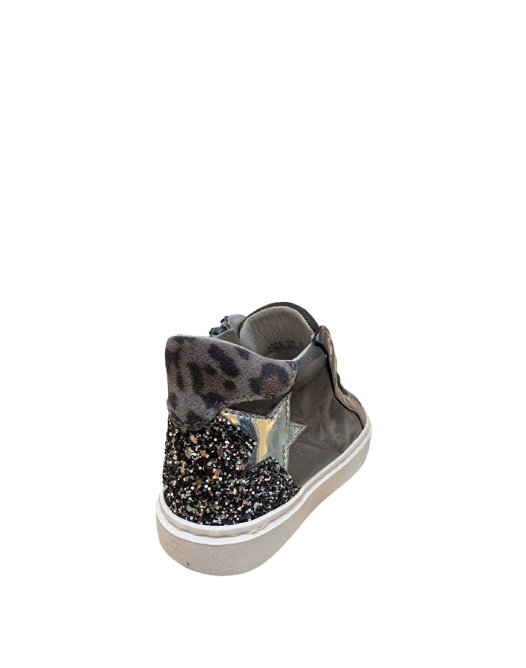 Balocchi Sneakers Alte Bambina Grigie con Stella, Glitter e Cerniera