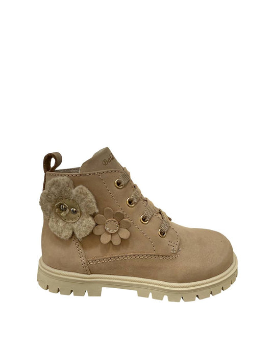 Balducci Stivaletti Bambina in Pelle Beige con Fiori applicati