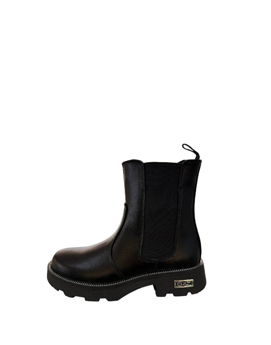 CULT Stivaletti Chelsea Bambina e Ragazza in Pelle Nera