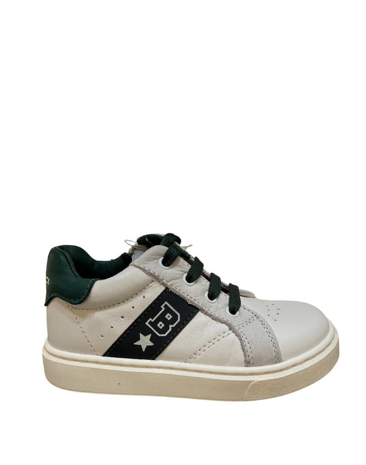 Balducci Sneaker Bambino In Pelle Bianca e Verde con Dettaglio "B"