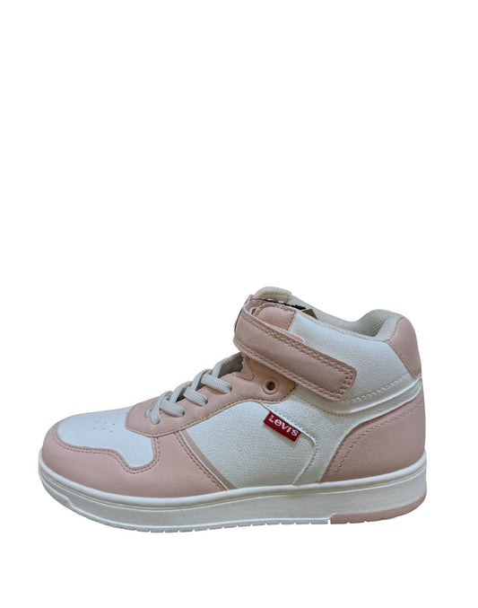 Levi's Sneaker Alte Bambina Rosa e Bianche con Velcro