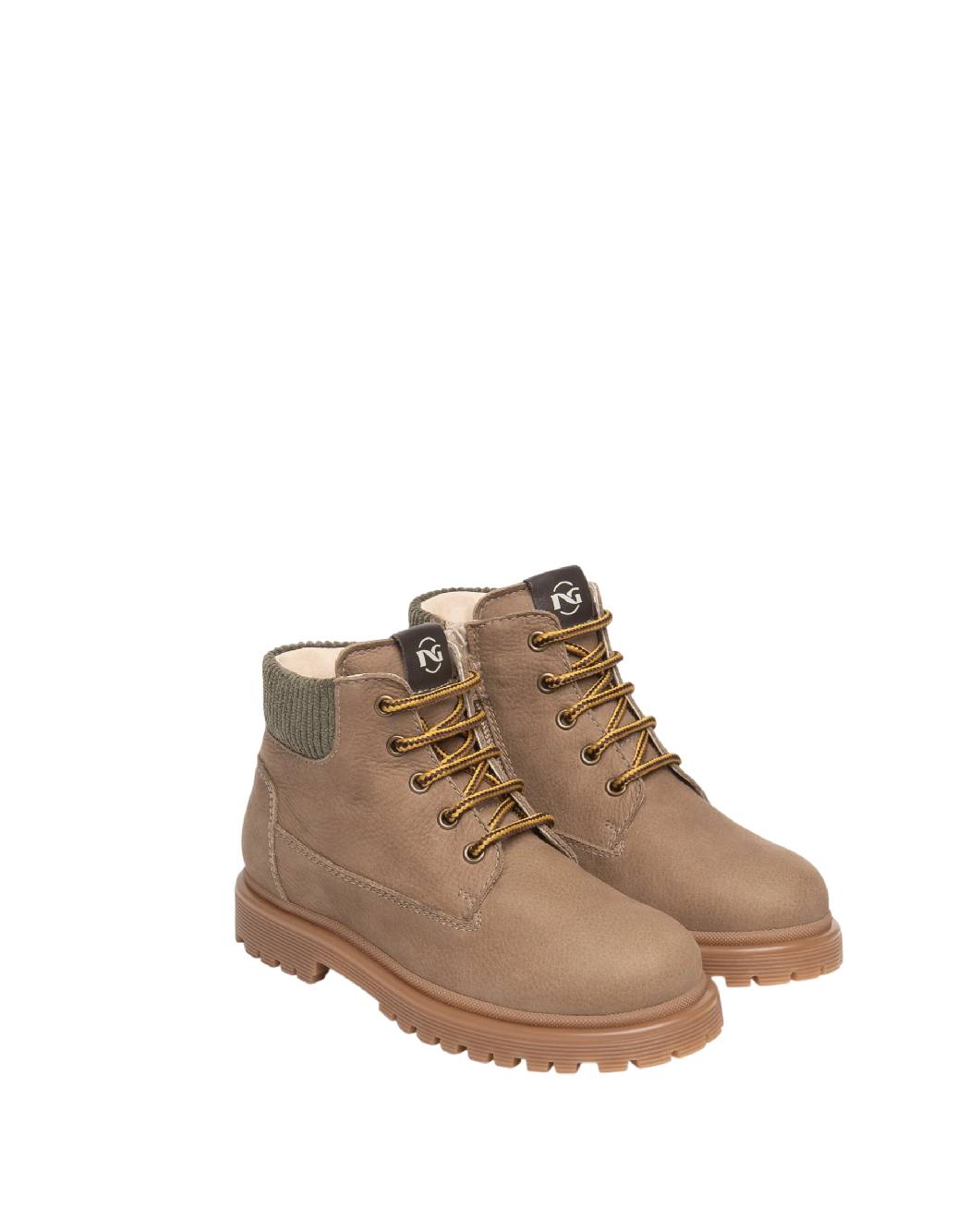 Nero Giardini Anfibi Junior Bambino in Pelle Nubuck Tortora con Collare in Maglia
