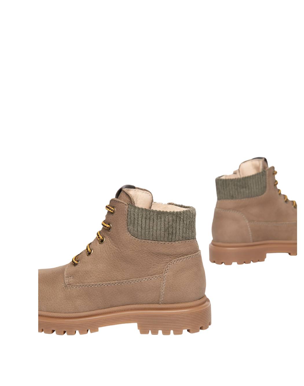 Nero Giardini Anfibi Junior Bambino in Pelle Nubuck Tortora con Collare in Maglia