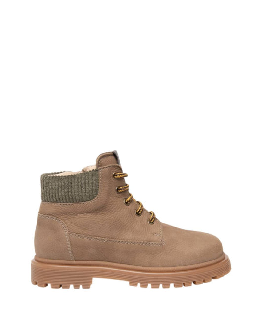 Nero Giardini Anfibi Junior Bambino in Pelle Nubuck Tortora con Collare in Maglia