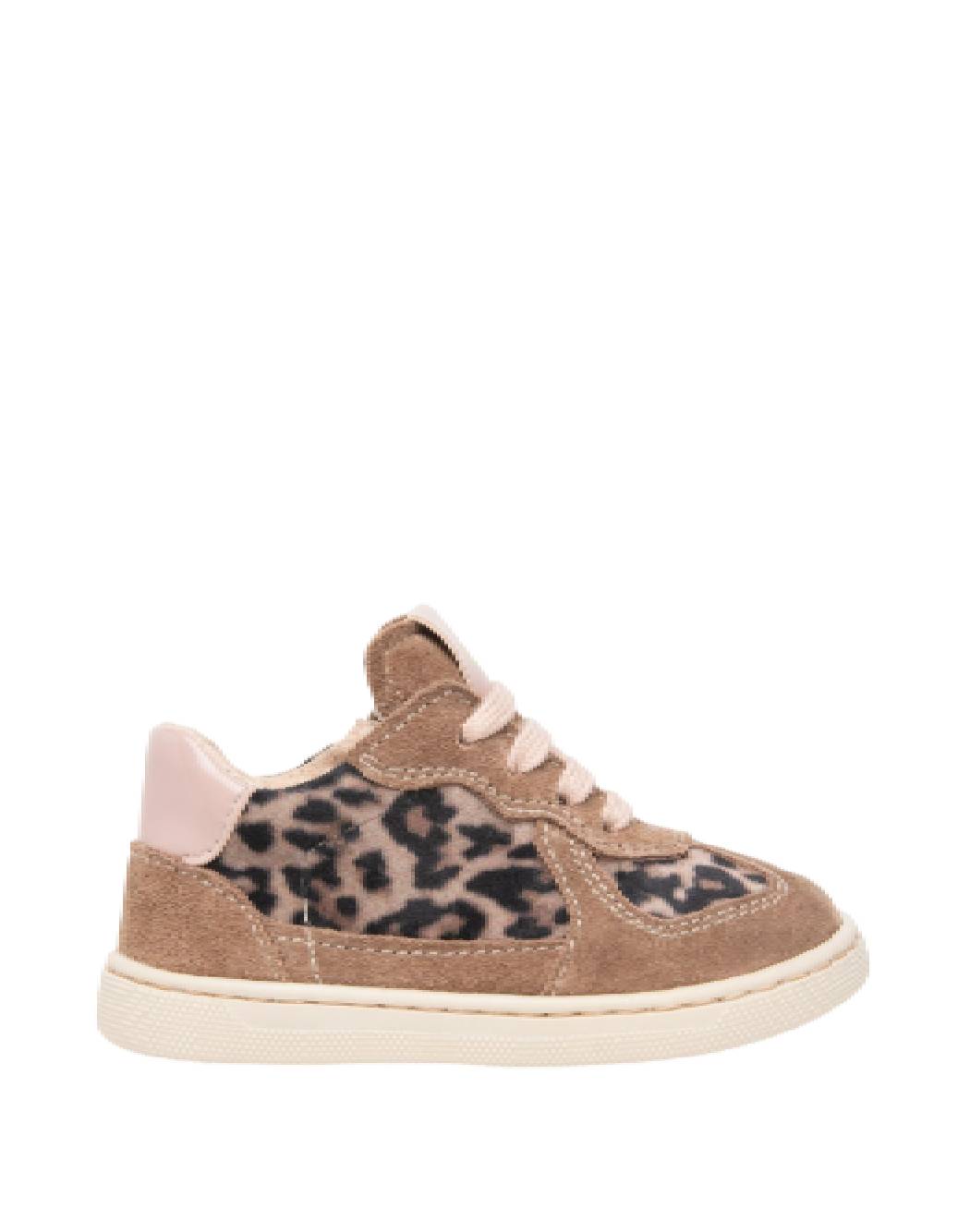 Nero Giardini Sneakers Bimba in Camoscio Nocciola e Cavallino Leopardato