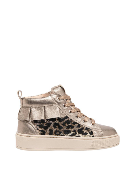 Nero Giardini Sneakers High-Top Bimba/Ragazza Oro Platino e Maculato con Volant